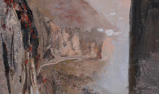 男子用木板横渡长江